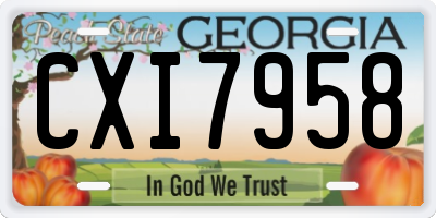 GA license plate CXI7958