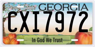 GA license plate CXI7972