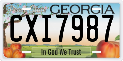 GA license plate CXI7987