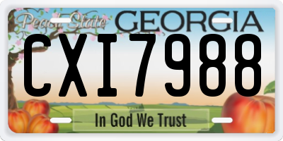 GA license plate CXI7988