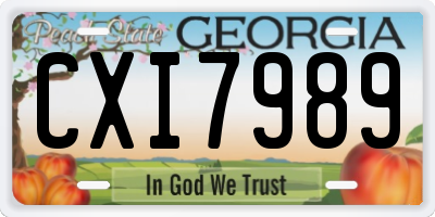 GA license plate CXI7989