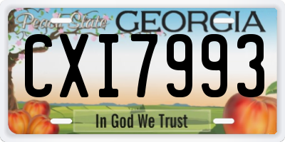GA license plate CXI7993