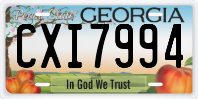GA license plate CXI7994