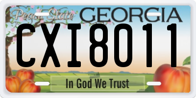 GA license plate CXI8011