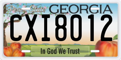 GA license plate CXI8012
