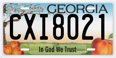 GA license plate CXI8021