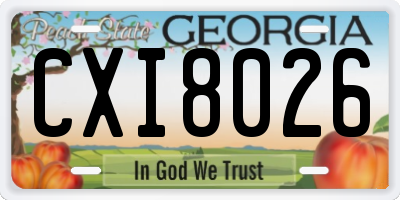 GA license plate CXI8026