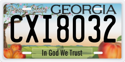 GA license plate CXI8032