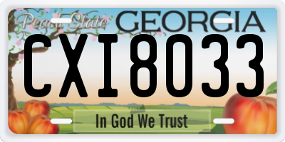 GA license plate CXI8033