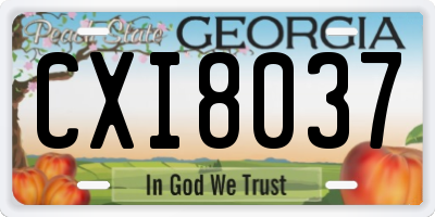 GA license plate CXI8037