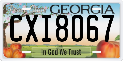GA license plate CXI8067