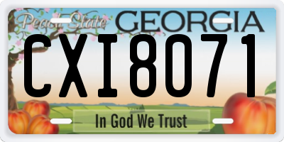 GA license plate CXI8071