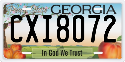 GA license plate CXI8072
