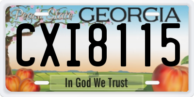 GA license plate CXI8115