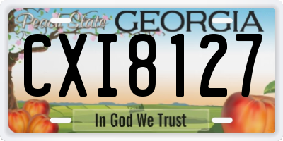 GA license plate CXI8127
