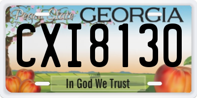 GA license plate CXI8130