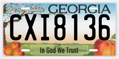 GA license plate CXI8136