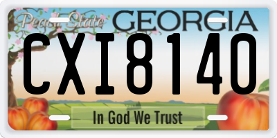 GA license plate CXI8140