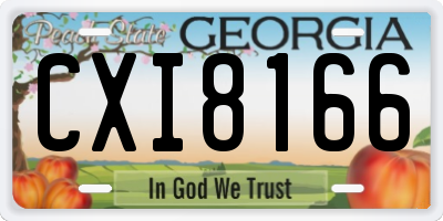 GA license plate CXI8166