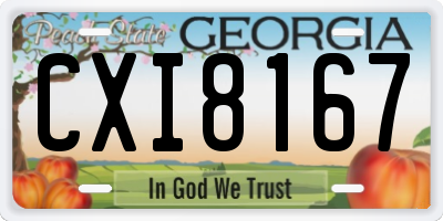 GA license plate CXI8167