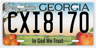 GA license plate CXI8170