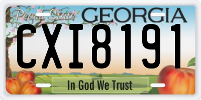 GA license plate CXI8191