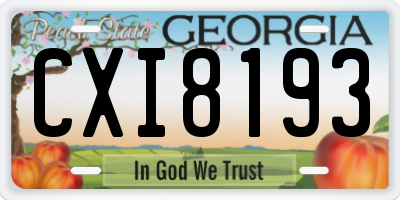 GA license plate CXI8193