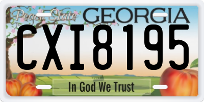 GA license plate CXI8195