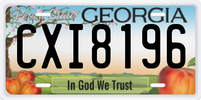 GA license plate CXI8196