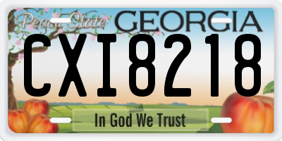 GA license plate CXI8218