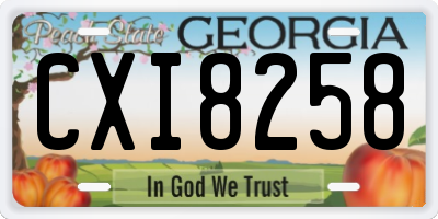 GA license plate CXI8258