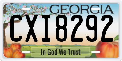 GA license plate CXI8292