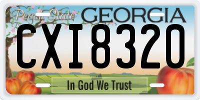 GA license plate CXI8320