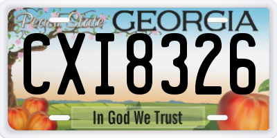 GA license plate CXI8326