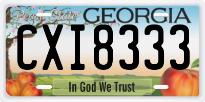 GA license plate CXI8333
