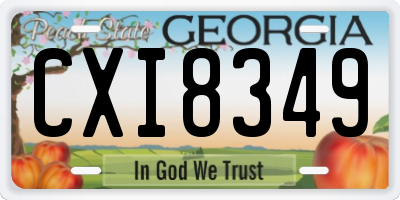 GA license plate CXI8349