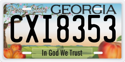 GA license plate CXI8353