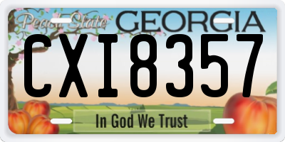 GA license plate CXI8357
