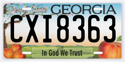GA license plate CXI8363