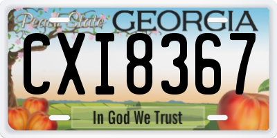 GA license plate CXI8367