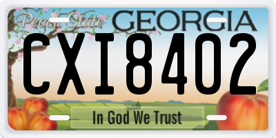 GA license plate CXI8402
