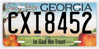 GA license plate CXI8452