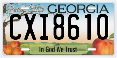 GA license plate CXI8610