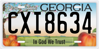 GA license plate CXI8634