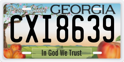 GA license plate CXI8639