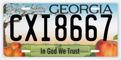 GA license plate CXI8667
