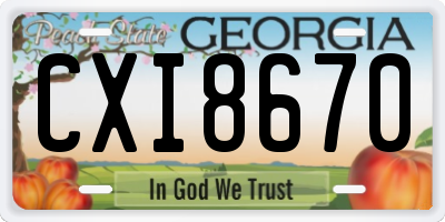 GA license plate CXI8670