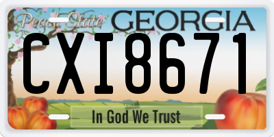 GA license plate CXI8671