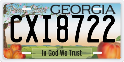 GA license plate CXI8722