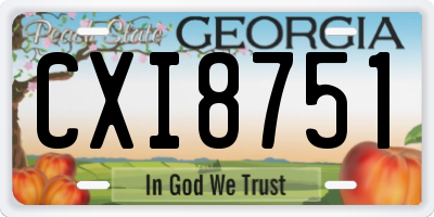 GA license plate CXI8751
